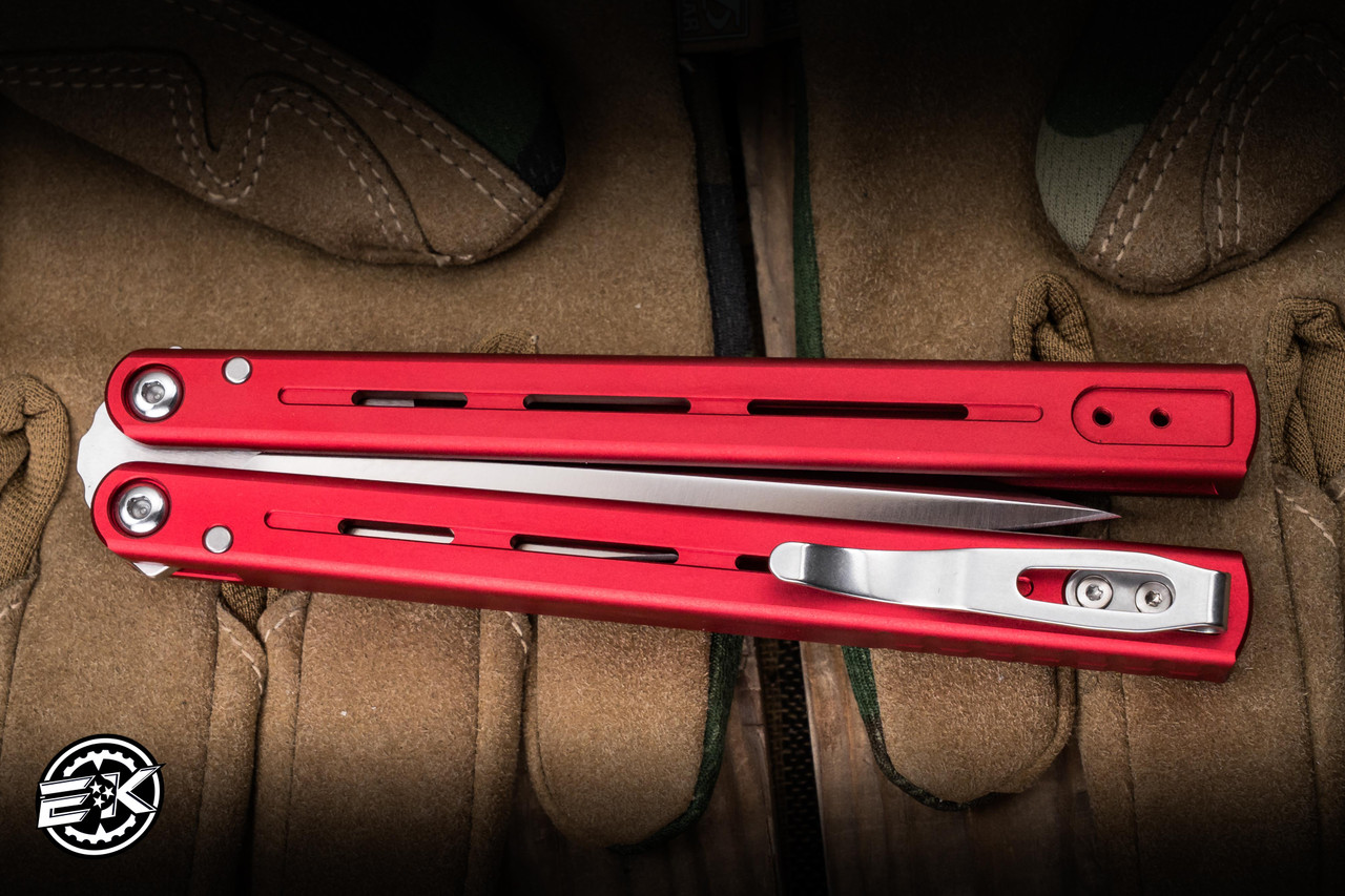 Butterfly S レッド 2枚セット ProTech/Squid FlyFather Balisong Red Aluminum 4