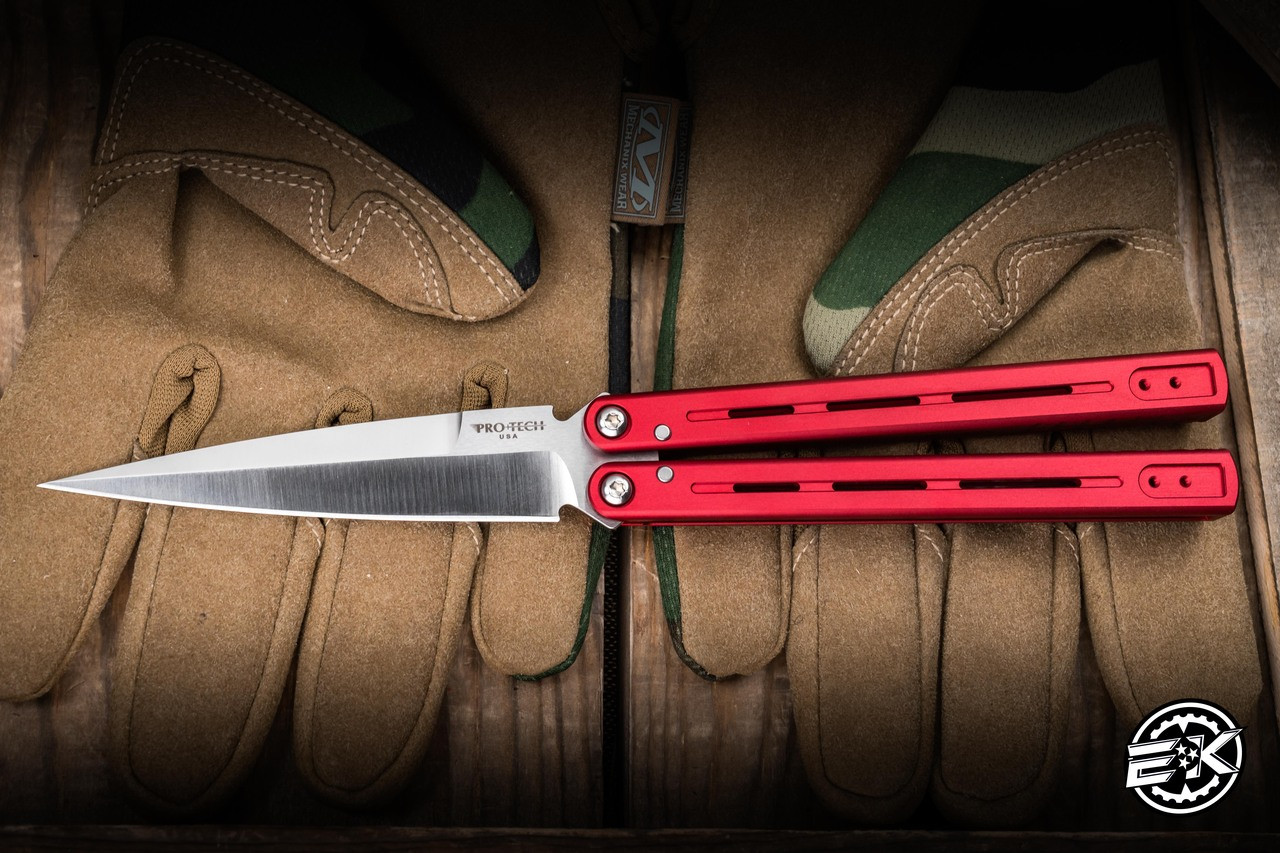 Butterfly S レッド 2枚セット ProTech/Squid FlyFather Balisong Red Aluminum 4