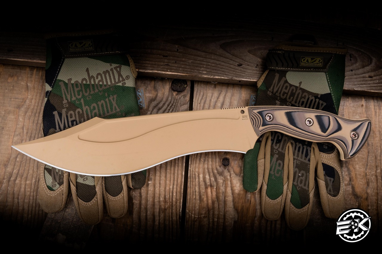 RMJ Tactical Sapper Fixed Blade Hyena Brown G10 10.75