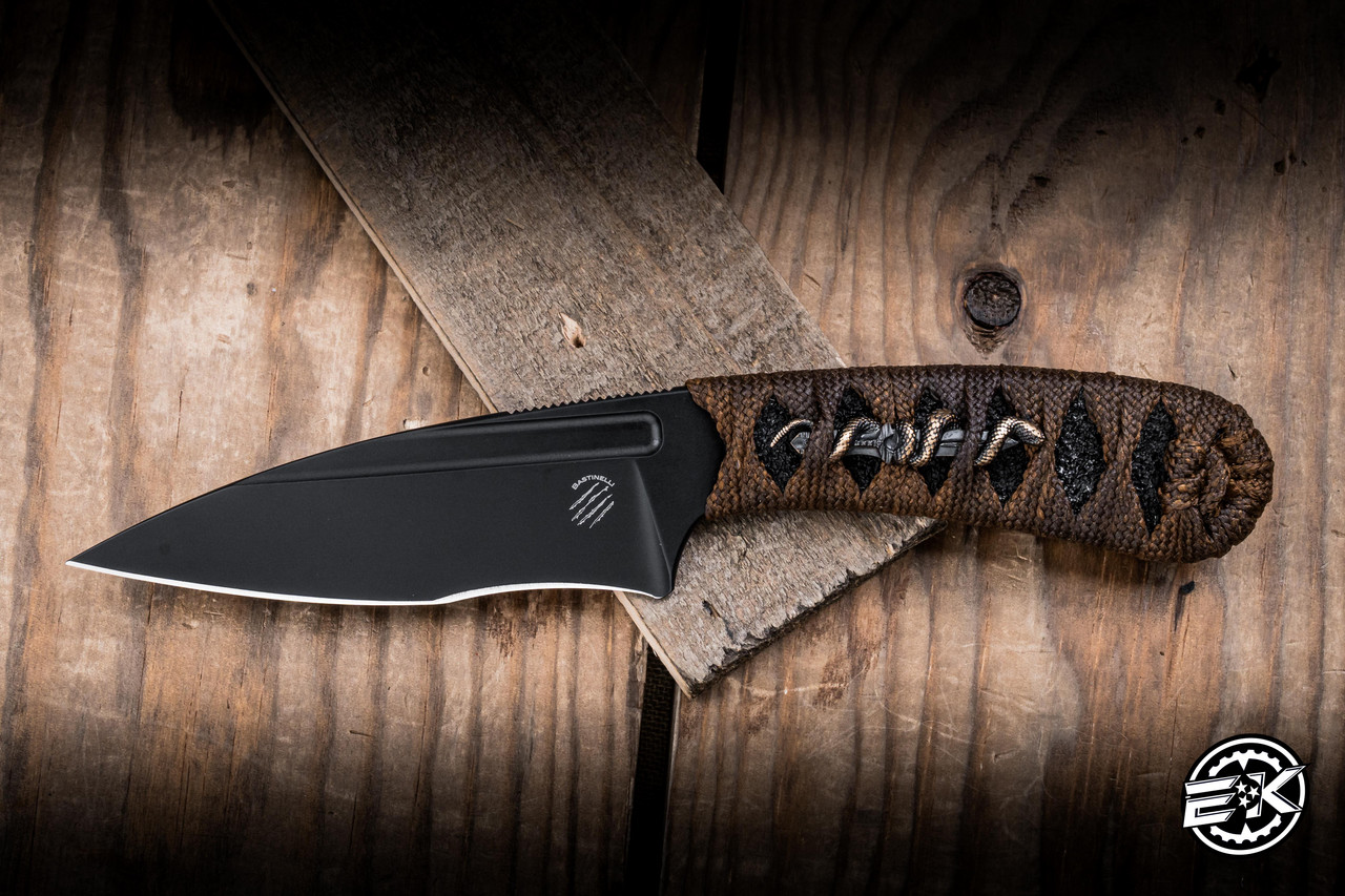 Bastinelli Knives Custom Sin Fixed Blade Knife Brown Tskuka Wrap
