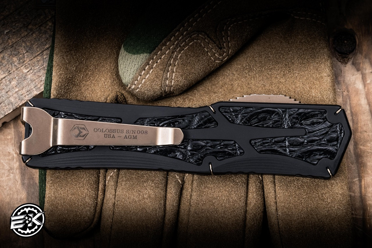 Heretic Custom Colossus OTF Knife Aluminum, Croc Inlays 3.5