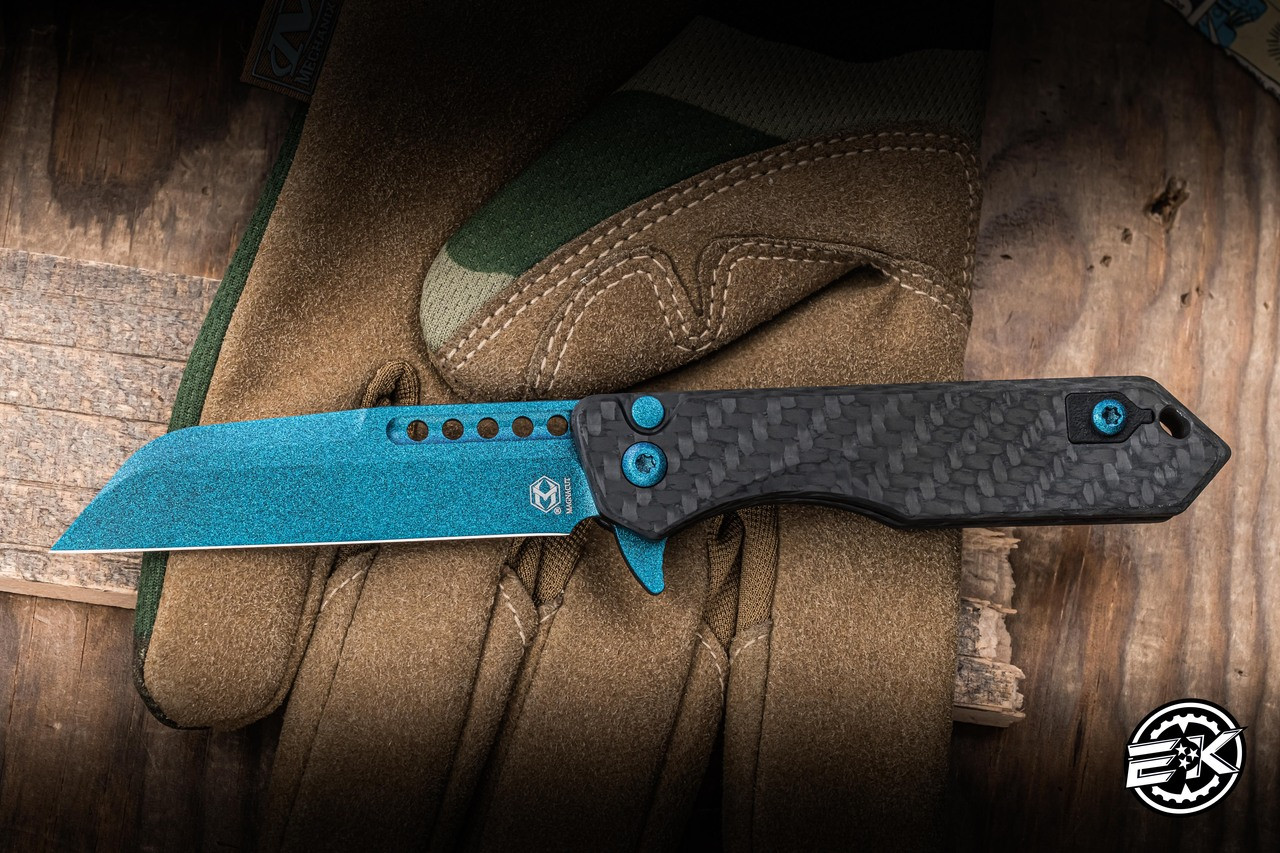 Heretic Knives Jinn Button Lock Manual Flipper Knife Black Carbon
