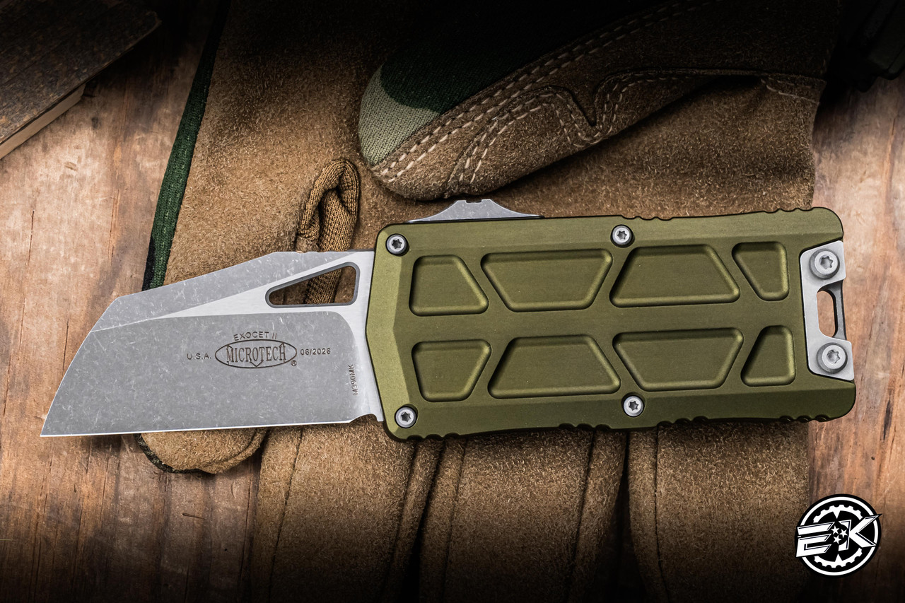 Microtech Exocet II OTF Automatic Money Clip Knife OD Green 2.3