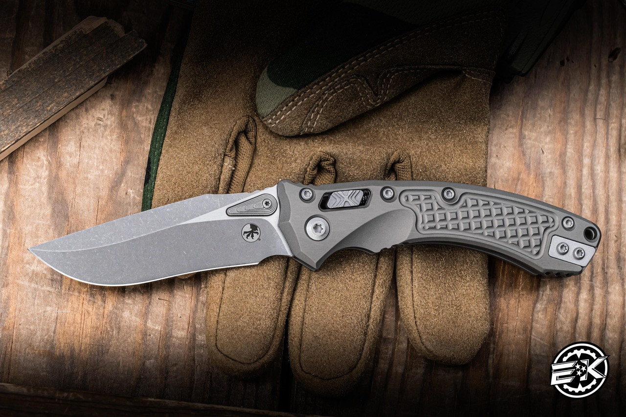 Microtech Amphibian Mini Ram-LOK Natural Gray Frag Aluminum 3.25