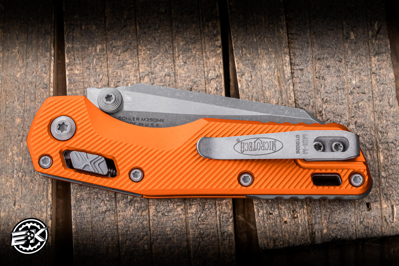 Microtech MSI Mini Ram-Lok Folding Knife Orange Fluted Aluminum