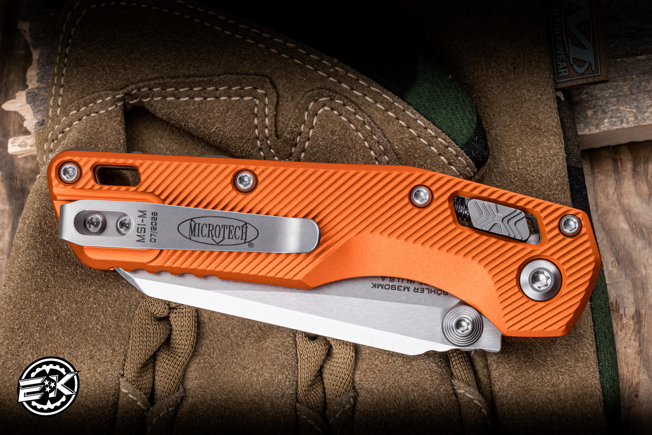 Microtech MSI Mini Ram-Lok Folding Knife Orange Fluted Aluminum