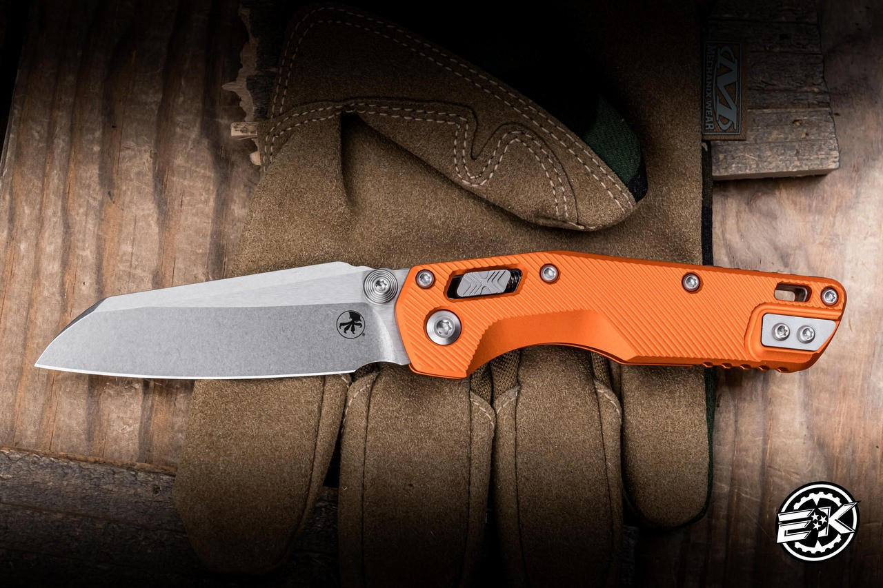 Microtech MSI Mini Ram-Lok Folding Knife Orange Fluted Aluminum