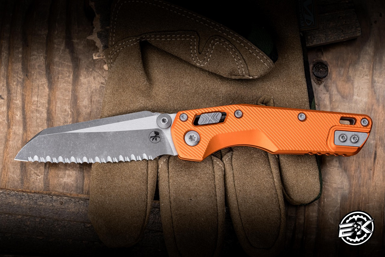 Microtech MSI Mini Ram-Lok Folding Knife Orange Fluted Aluminum