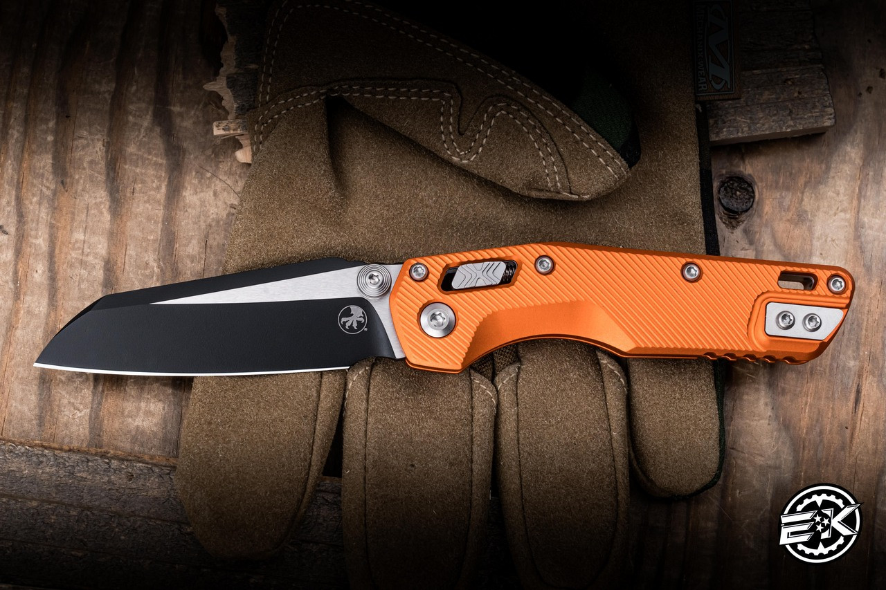 Microtech MSI Mini Ram-Lok Folding Knife Orange Fluted Aluminum