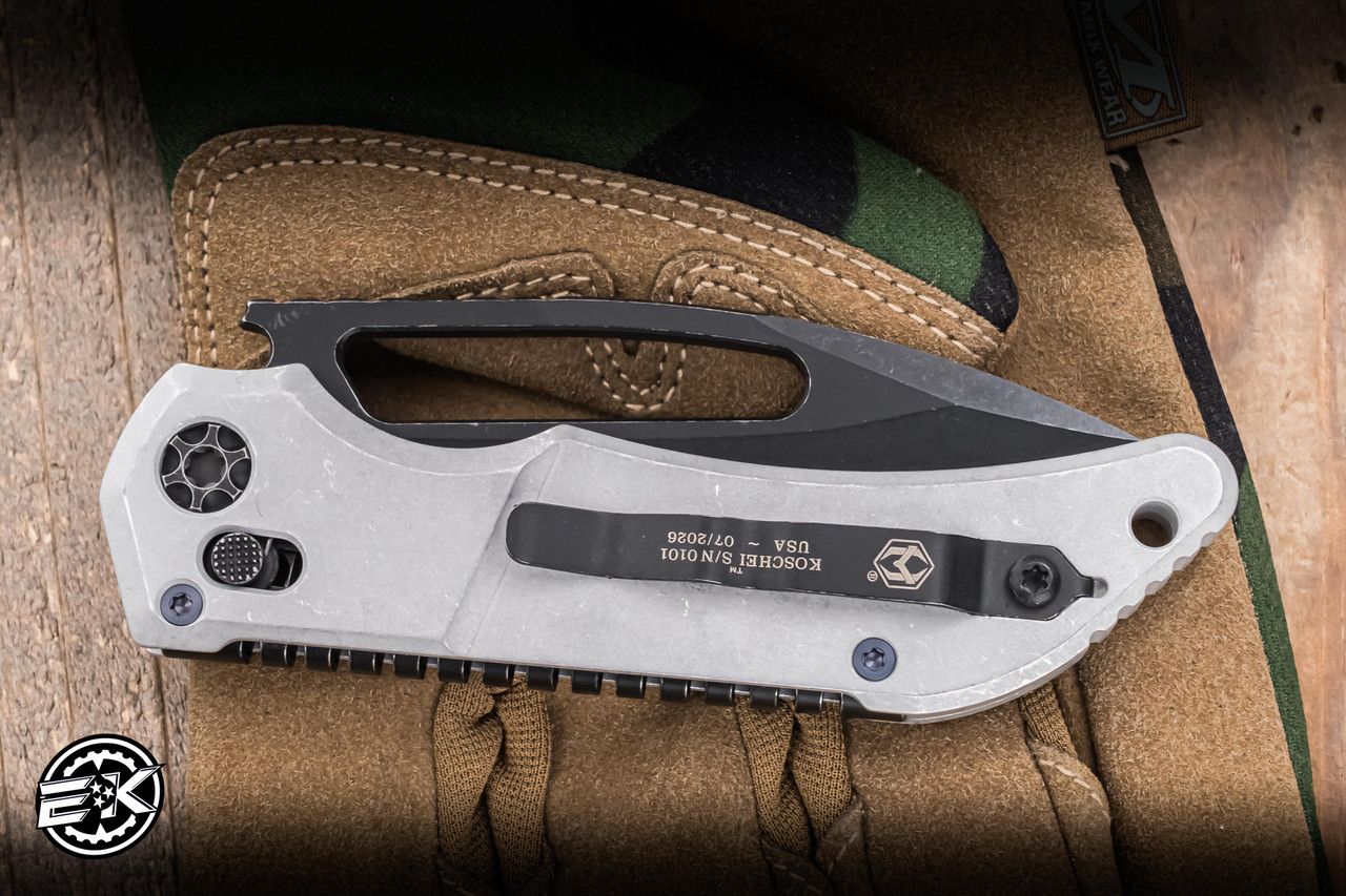 Heretic Knives Koschei Manual Crossbar Blizzardworn Aluminum 3.5