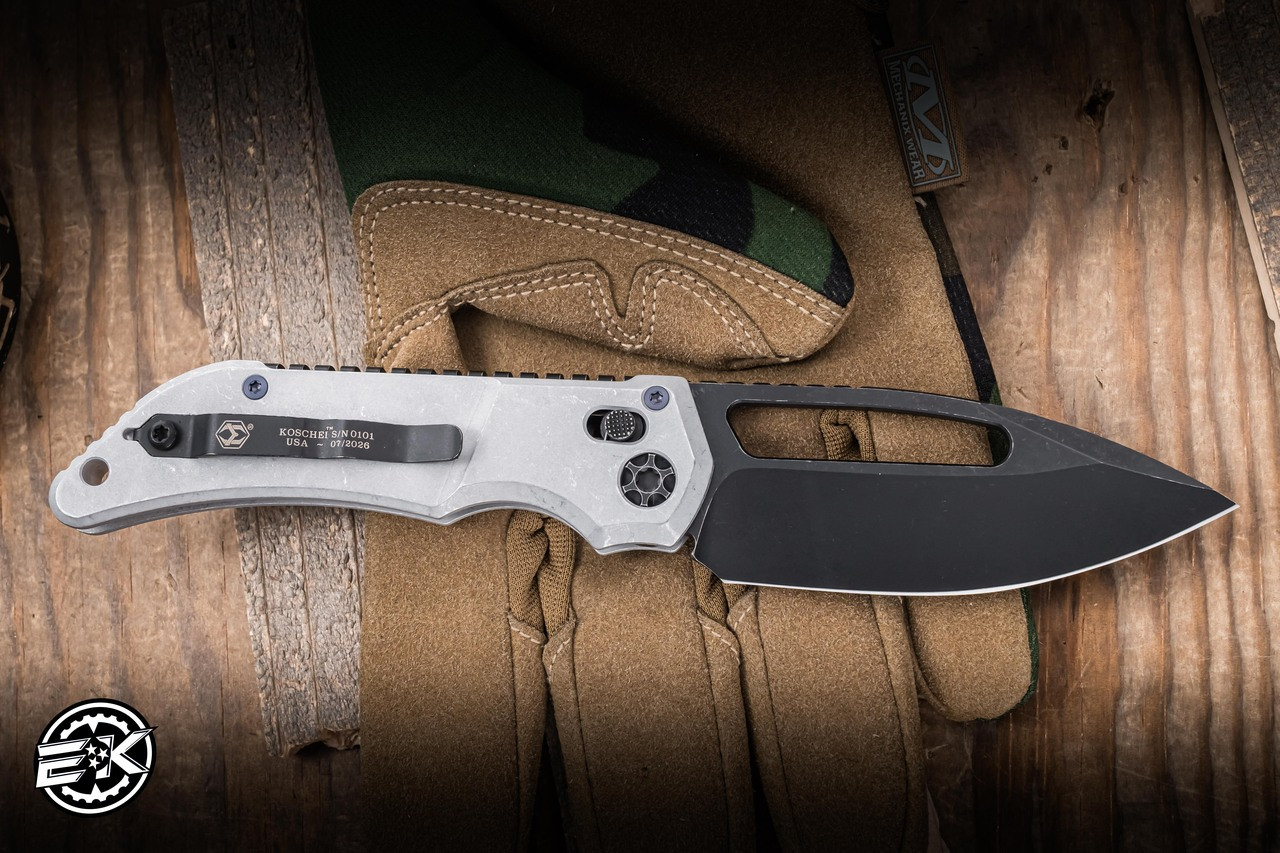 Heretic Knives Koschei Manual Crossbar Blizzardworn Aluminum 3.5