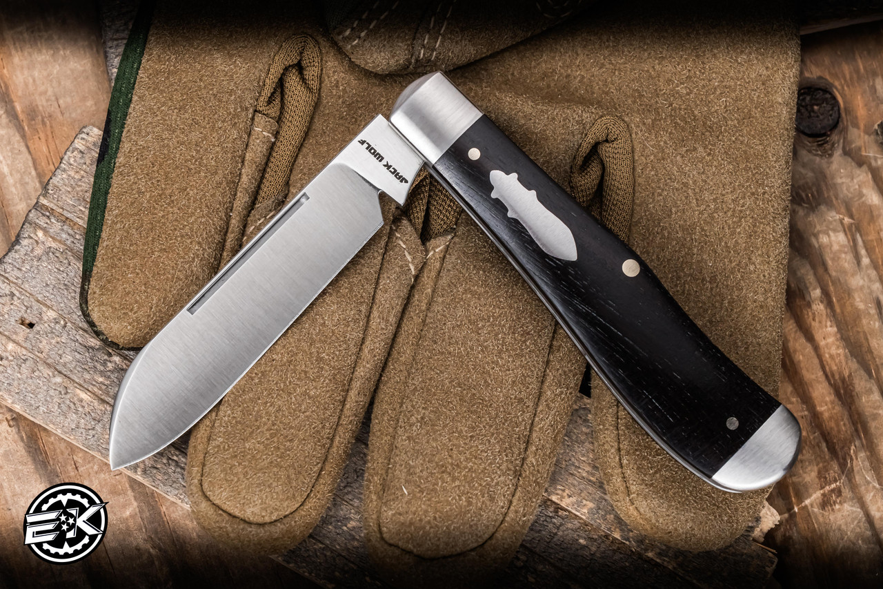 Jack Wolf Knives Eureka Slipjoint Folding Knife Ebony 2.83