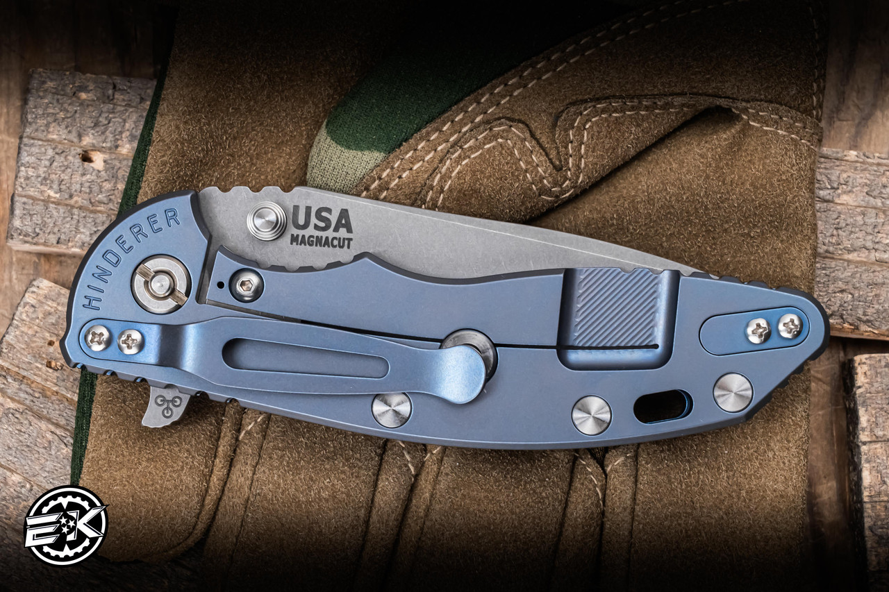 Hinderer Knives XM-18 Flipper Blue Black G10/BB Blue Titanium 3.5