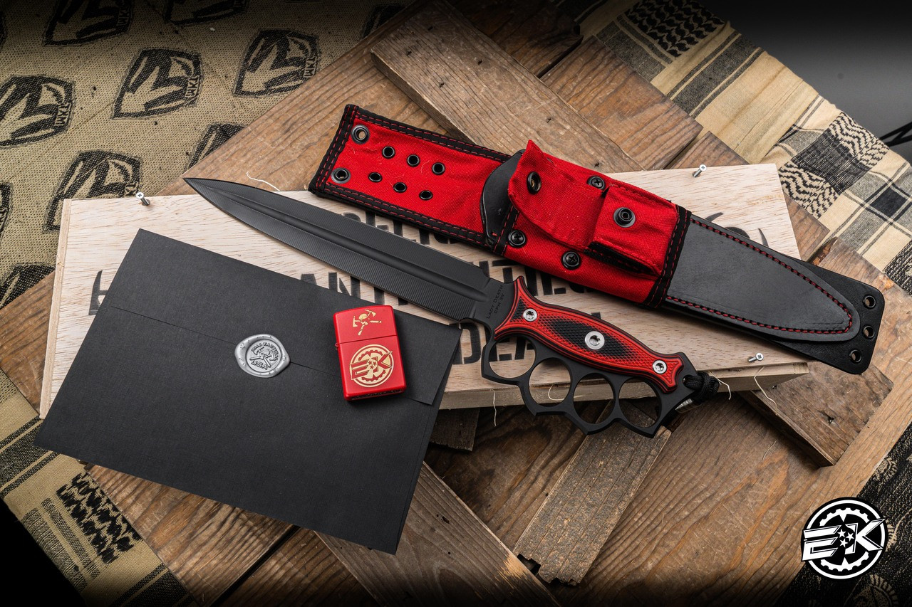 RMJ Tactical Lady Death Fixed Blade Knife Black Widow G10 9.6