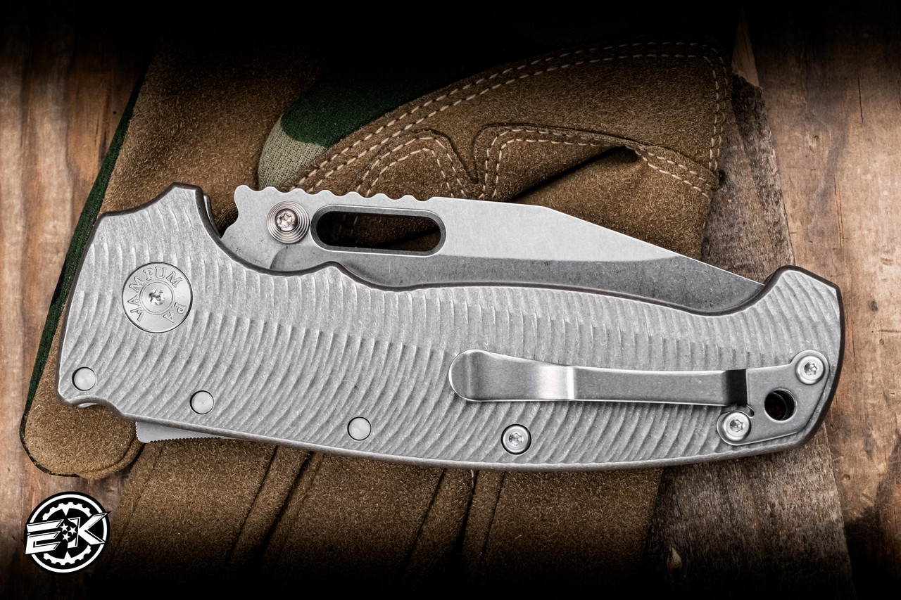 Preowned-Demko Knives AD20 XXX Folding Knife Textured Titanium 4