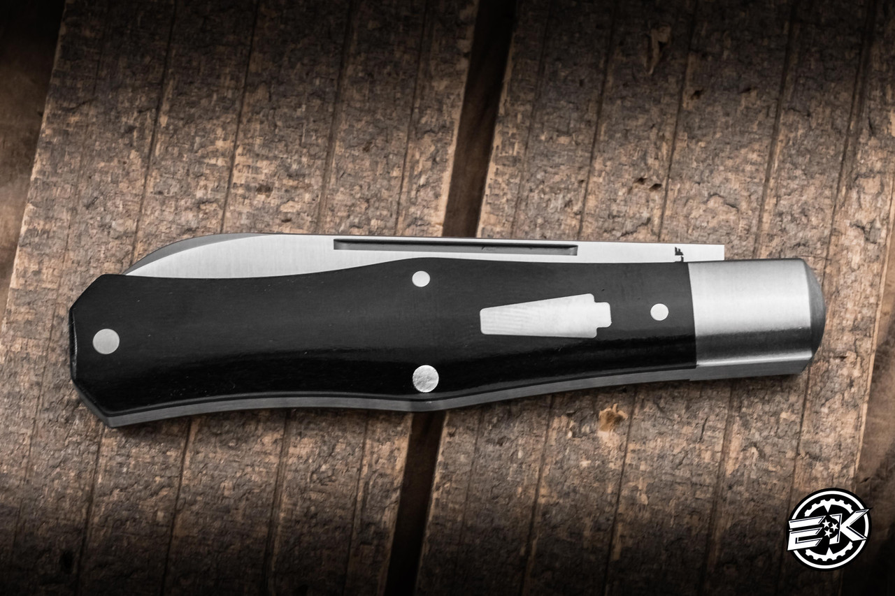 Jack Wolf Knives Coffin SlipJoint Folding Knife Black Smooth Bone