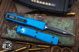 Microtech Ultratech OTF Automatic Knife Blue 3.4" Dagger Black Serrated 122-2BL