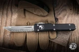 Microtech Ultratech OTF Automatic Knife Black Aluminum  3.4\" M390 Tanto Satin Serrated 123-6