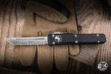 Microtech Ultratech OTF Automatic Knife Black Aluminum  3.4\" M390 Tanto Satin Serrated 123-6