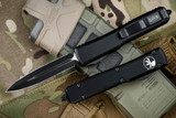 Microtech Ultratech OTF Automatic Knife Black 3.4" Double Full-Serrated Black Dagger 122-D3T