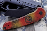 Jake Hoback Knives OSF Hero Series Marine Frame Lock Knife Orange Etch (3.6" Black)