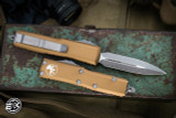 Microtech UTX-85 OTF Automatic Knife Tan 3" Apocalyptic Stonewash 232-10APTA 