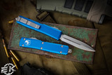 Microtech Ultratech Blue OTF Automatic 3.4\" Dagger Stonewash 122-10BL