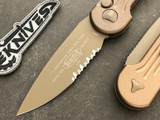 Microtech LUDT Tan Auto Tan Part Serrated M390 135-2TN