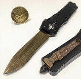 Microtech Marfione Custom Combat Troodon Bronze Vegas Forge Razorwire Damascus