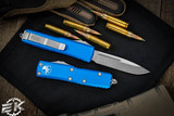 Microtech UTX-85 OTF Automatic Knife Blue 3.1" Drop Point Stonewash 231-10BL