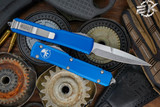 Microtech Ultratech Blue OTF Automatic 3.4\" Bayonet Stonewash 120-10BL