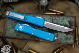 Microtech Ultratech OTF Automatic Knife Blue 3.4" Tanto Stonewash 123-10BL