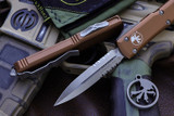 Microtech Ultratech OTF Automatic Knife Tan D/E 3.4" 204P Dagger Satin Serrated 122-5TA