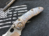 Borka Blades Mini Stitch Flame Anodized Titanium Satin M390 Rock Grind
