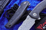 Reate Knives J.A.C.K. Integral Blue Titanium/Carbon Fiber 3.9" Damasteel