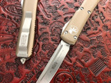 Microtech Ultratech Tan OTF Auto Tanto M390 Stonewash 123-10TA