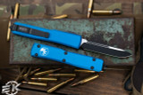  Microtech Ultratech OTF Automatic Knife Blue 3.4" Drop Point Black 121-1BL