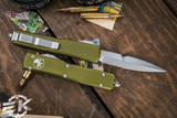 Microtech Ultratech OTF Automatic Knife OD Green 3.4\" Bayonet Stonewash Serrated 120-11OD
