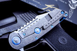 Marfione Custom Warhound Folder CF/Ti Blue Accents Stonewash