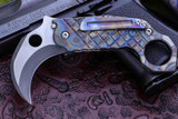 Steve Ryan Karambit Flame Anodized Milled Folder Chisel Grind Two Tone