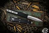 Microtech Ultratech OTF Automatic Knife Black 3.4" Dagger Stonewash Serrated 122-12