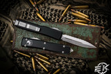 Microtech Ultratech OTF Automatic Knife Black 3.4\" Dagger Stonewash Serrated 122-12