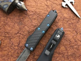 Microtech UTX-85 Signature CF Top OTF Blue Accents Damascus DE 232-16CFTI