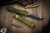 Microtech Ultratech Green OTF Automatic Knife 3.4\" Tanto Black 123-1OD