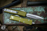 Microtech UTX-85 OTF Automatic Knife Green 3.1\" Stonewash Full Serrated 232-12OD