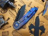 Marfione Custom Warhound Folder Blue Fade Eggshell Titanium M390 DLC Two Tone Apocalyptic