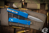 Microtech UTX-70 OTF Automatic Knife Blue 2.4\" Dagger Stonewash 147-10BL