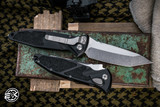 Microtech Socom Elite Automatic Folding Knife Black Aluminum/Grip Inlay 4" M390 Tanto Stonewash 161A-10