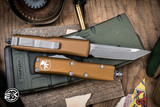 Microtech UTX-85 Tan OTF Automatic Knife 3\" Apocalyptic M390 Tanto 233-10APTA