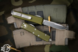 Microtech UTX-85 OTF Automatic Knife OD Green 3.1" Drop Point Satin Serrated 231-5OD